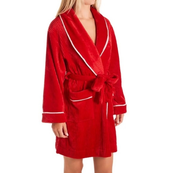 NWT Kate Spade New York Chenille Robe Fuzzy Red Size XS Small - Picture 1 of 15